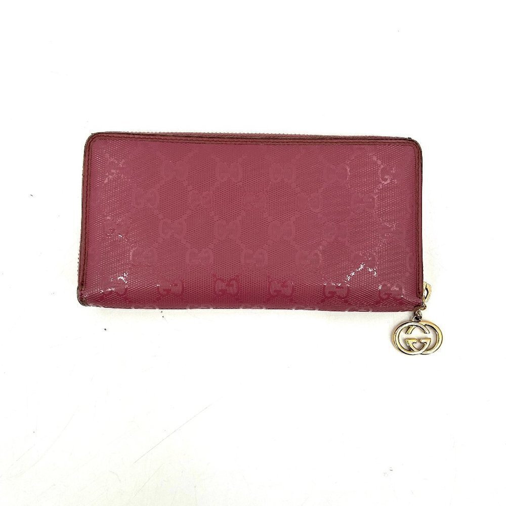 GUCCI Barbie Pink GG Signature Leather Full Zip Guccissima Continental Wallet